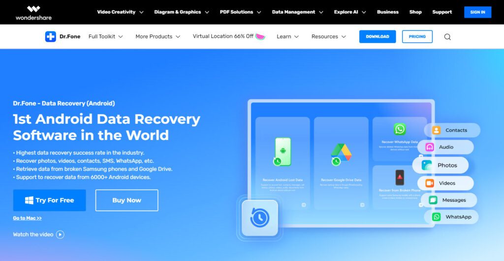 Dr.Fone - Data Recovery (Android) Recover Lost Data on Android Without Factory Reset: www.USAinfy.com