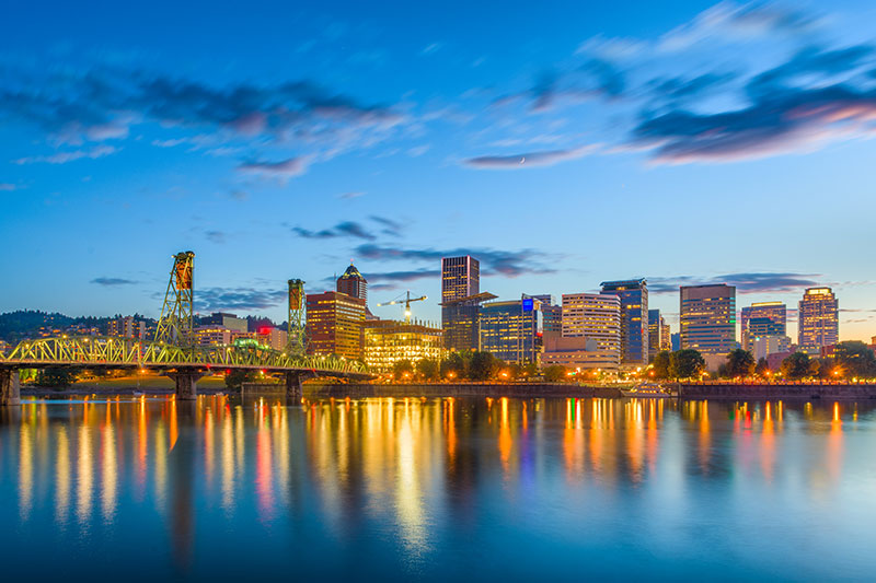 Portland Oregon Skyline Sustainable Travel in the USA www.USAinfy.com