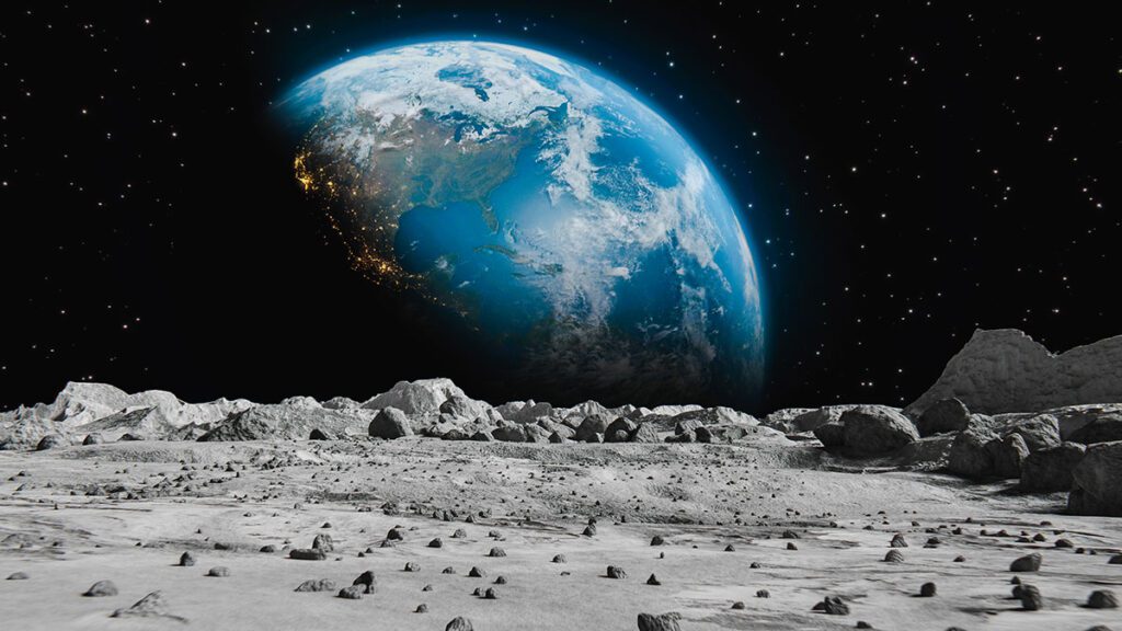 Moon Surface and Earth - Revolutionary Autonomous Robotics in Space: www.usainfy.com